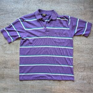 90's Charvel Single Stitch Striped Vintage Polo - Size L
